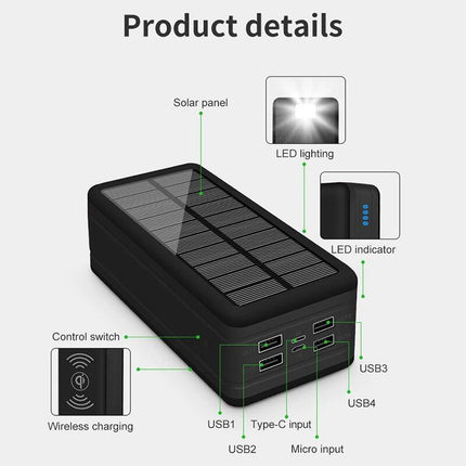 100000mAh Magnetic Wireless Solar Power Bank with Super Fast Charging & 4 USB Ports - Wnkrs