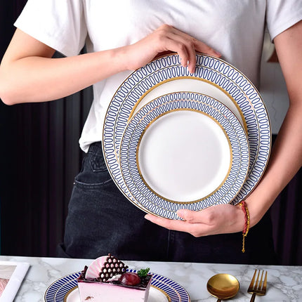 Juego de 6 platos de cerámica de porcelana nórdica: vajilla elegante y platos de postre