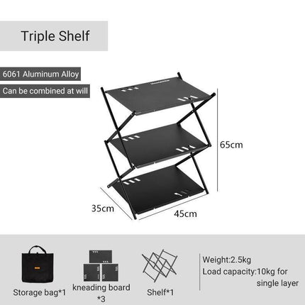 Multi-Level Portable Folding Camping Shelf – Aluminum Outdoor BBQ Table Rack - Wnkrs