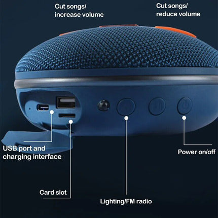 Compact Wireless Bluetooth Speaker; Portable Dual Speaker with Subwoofer, FM Radio, and TF Card Support - Wnkrs