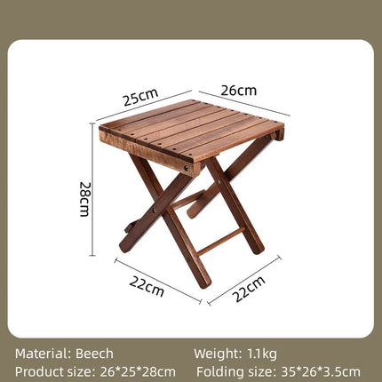 Taburete portátil plegable de madera de haya