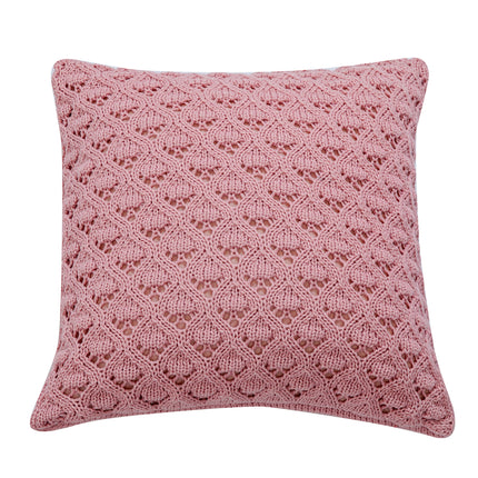 Housse de coussin en tricot à losanges de style scandinave - Taie d'oreiller creuse de couleur pure