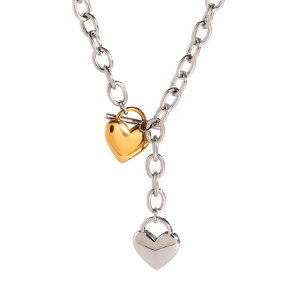 Gold Plated Stainless Steel Heart Pendant Necklace