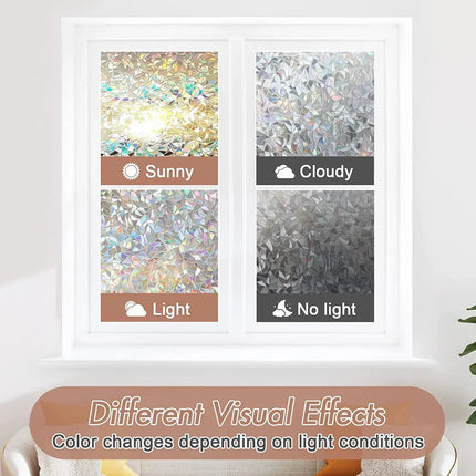 Window Privacy Film Rainbow Static Cling Stained Glass Film