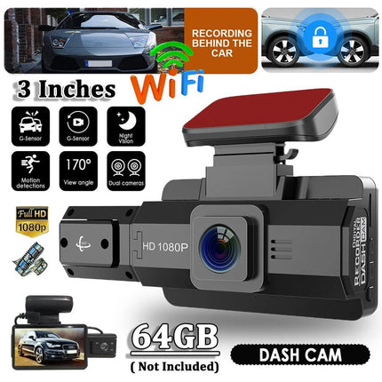 1080P HD Dash Cam with 360° Wide Angle, Night Vision, and G-Sensor - Wnkrs