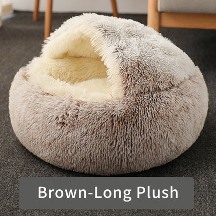 Lit rond et confortable en peluche pour chat