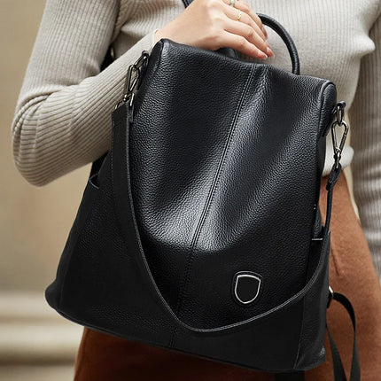 Sac à dos en cuir véritable pour femme