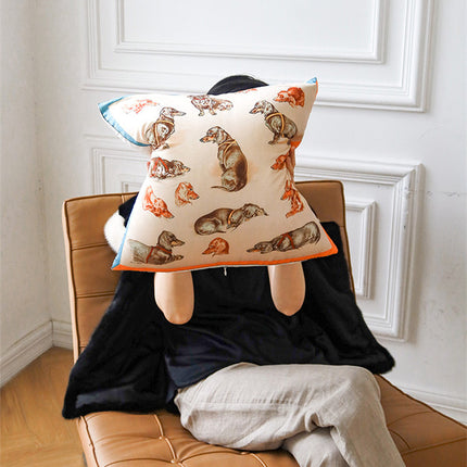 Creative Printed Silk Feeling Puppy Pillow Sofa Cushion - Wnkrs