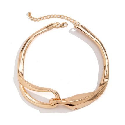 Gold Chunky Metal Buckle Choker Necklace - Wnkrs