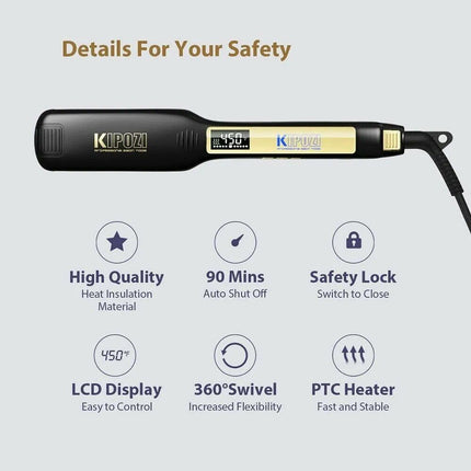 Professional Titanium Flat Iron Hair Straightener with LCD Display & Dual Voltage - Wnkrs