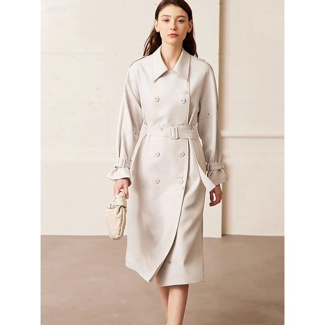 Trench-coat minimaliste élégant à double boutonnage avec ceinture