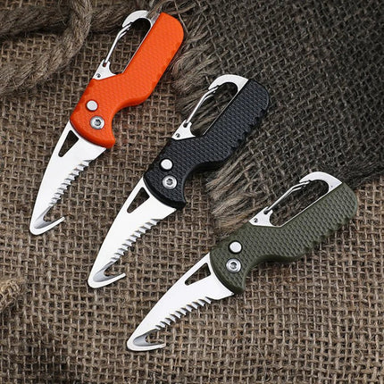 Compact Multi-Tool Keychain Knife with Serrated Hook