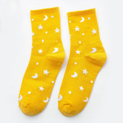 Stylish Moon & Star Silver Silk Women’s Socks