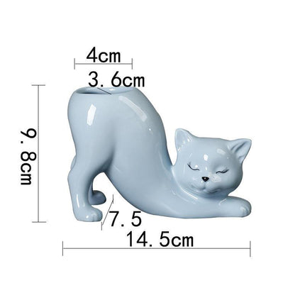 Cute Cartoon Cat Tail Porcelain Flower Pot Vase