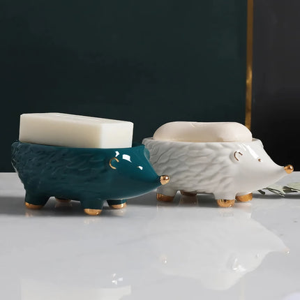 Charming Hedgehog Ceramic Soap Dish - Bathroom Accessory