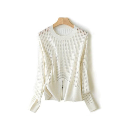 Chic Hollow Out Silk Blend Sweater - Wnkrs