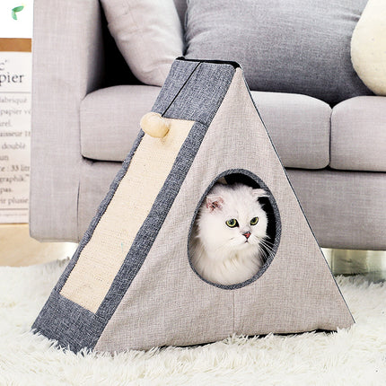 Maison pour chat confortable et lit de jeu avec griffoir