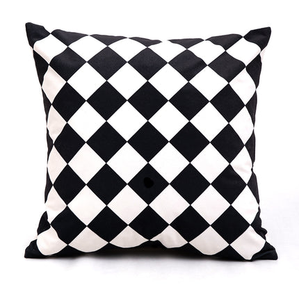 Simple And Modern Black And White Velvet Surface Geometric Pillow - Wnkrs