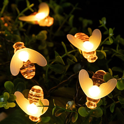 Guirlande lumineuse solaire en forme d'abeille