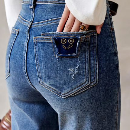 Micro-Stretch Vintage Ankle-Length Blue Jeans