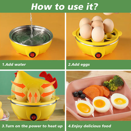 Egg Cooker, Egg Boiler With Steamer Attachment For Soft And Hard Boiled Eggs, Poached Boiled & Omelette Maker Machine Steamer, 7 Egg Capacity - Wnkrs