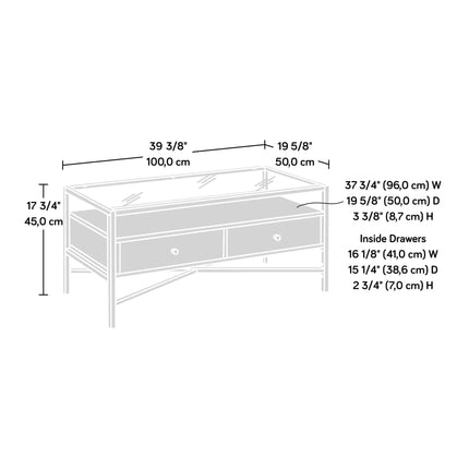 Glamorous Glass-Top Metal and Wood Coffee Table with Storage - Wnkrs