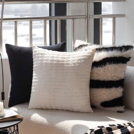 Housse de coussin minimaliste italienne noire et blanche – Taie d'oreiller de luxe douce