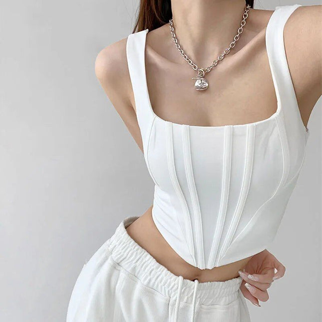 Square Neck Backless Crop Top - Wnkrs