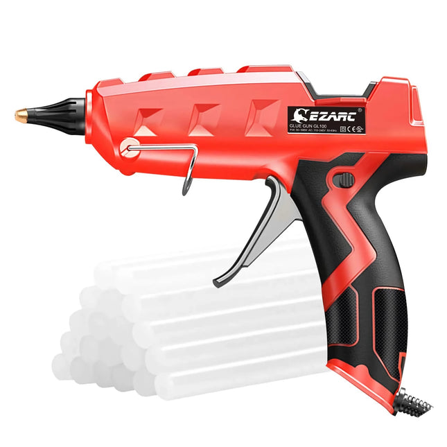 Kit pistolet à colle thermofusible robuste de 100 W avec 20 bâtons de colle pour le bricolage et l'artisanat