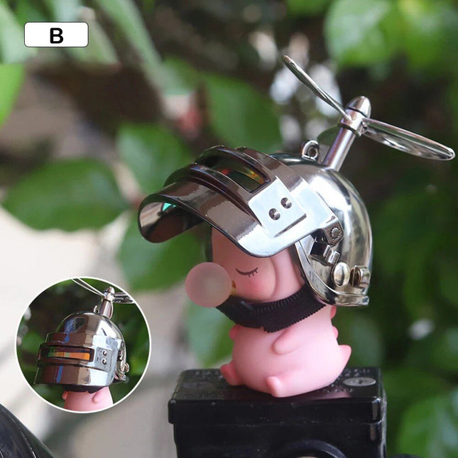 Cute Cartoon Motorcycle Bicycle Ornament with Helmet & Propeller - Wnkrs