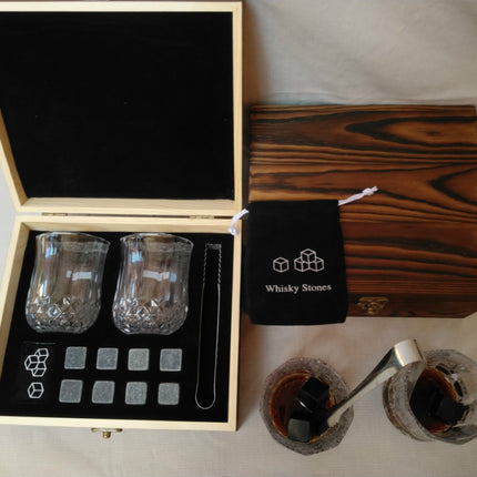 Whisky ice wine stone wooden box set - Wnkrs