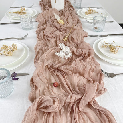 Pink Semi-Sheer Gauze Table Runner for Weddings and Events