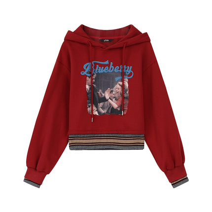 Sudaderas con capucha de vellón rojo para mujer