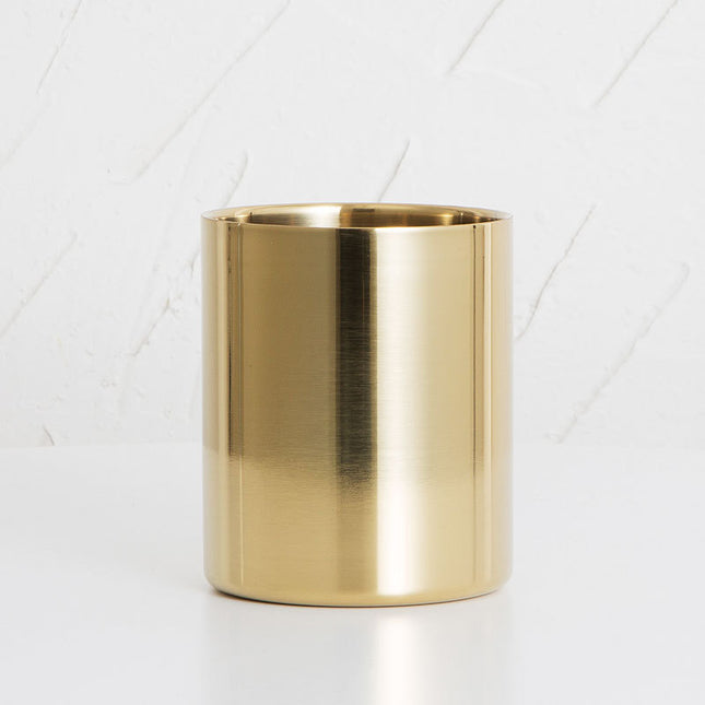 Porte-stylo cylindrique en acier inoxydable pour bureau et pinceaux de maquillage