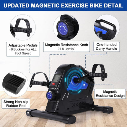 Compact Under Desk Bike Pedal Exerciser with Magnetic Resistance - Wnkrs