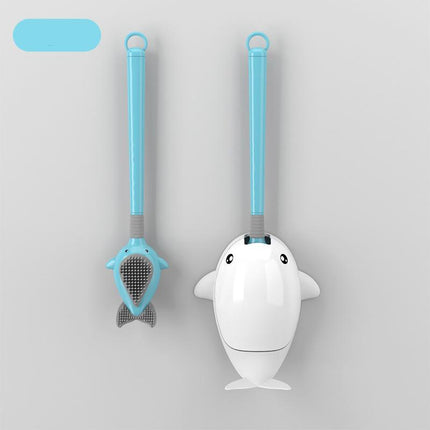 Brosse WC en silicone avec support mural et motif baleine