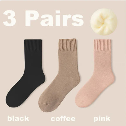 Lot de 3 paires de chaussettes confortables en laine pour femme