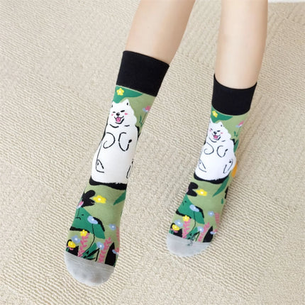 Chaussettes mignonnes avec un chat renard de dessin animé