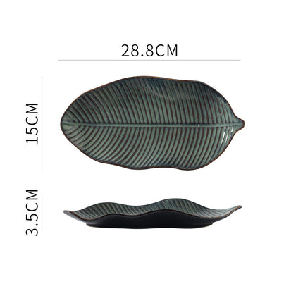 Japanese Fish Creative Leaf Dinner Household Kiln Changed Ceramic Dinner Plate - Wnkrs