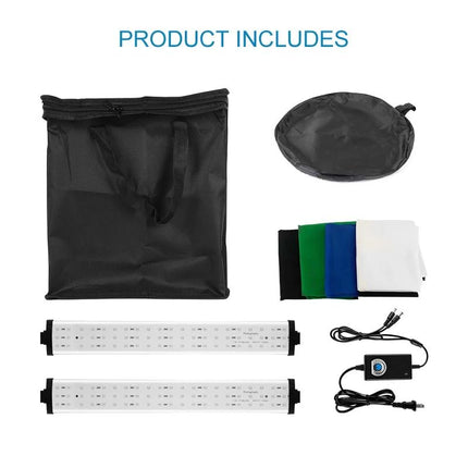 Portable LED Photography Light Box Studio with Adjustable Brightness and 4 Color Backdrops - Wnkrs