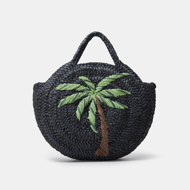 Bolso de mano de paja bordado para playa de verano para mujer