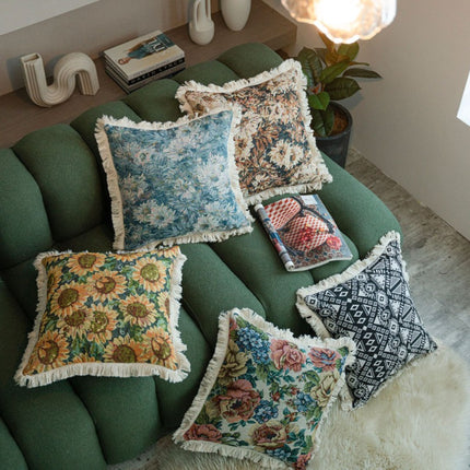 Housse de coussin multicolore en jacquard américain