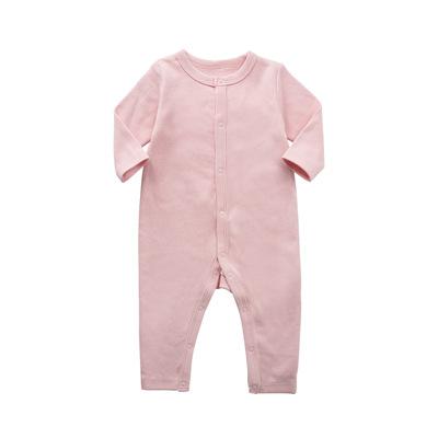 Boy's Solid Color Long Sleeve Pajama Jumpsuit with Buttons