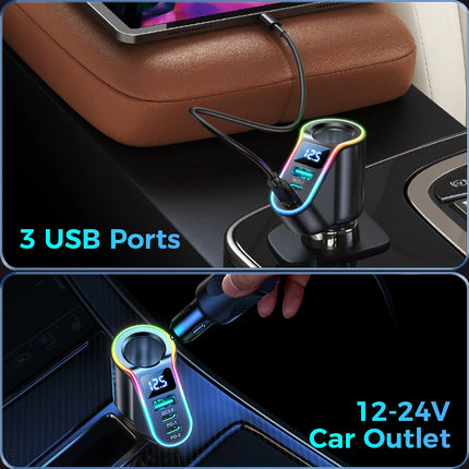 Adaptador de cargador USB para coche, 4 en 1, de 150 W, para encendedor de cigarrillos