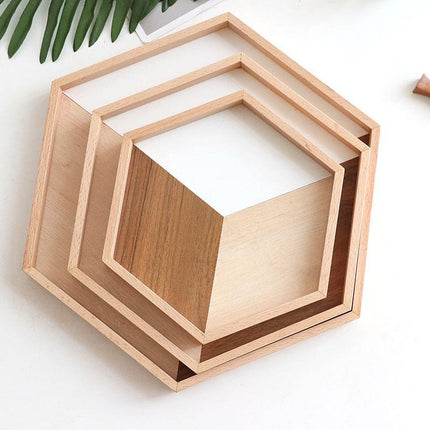 wooden tray wooden plate hexagon - Wnkrs