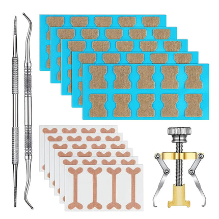 Kit de tratamiento profesional para uñas encarnadas con parches correctores y herramientas de pedicura