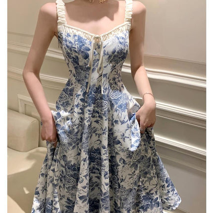 Fashion Retro Women Floral Strap Dress