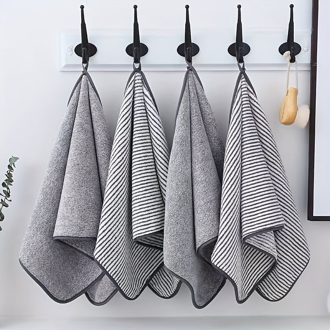 Striped Fleece Hand Towel, 13.7 × 29.5 Inches