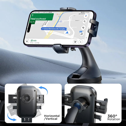 Support de téléphone de voiture rotatif à 360° - Support universel pour tableau de bord et pare-brise avec ventouse puissante