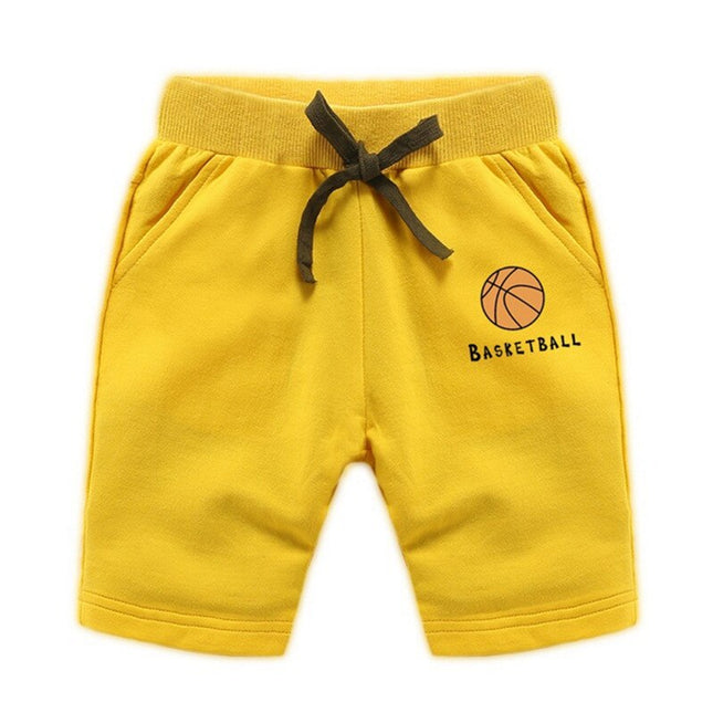 Elastic Waist Baby Shorts with Basketball Print